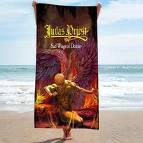 1pc J-Judas Priest Sad Wings of Destiny Beach Towel Microfiber Quick Dry Bath Towel For Pool Beach Travel Metal Fans Gift 130x80cm brown