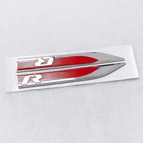 2 vnt. RRline šoninis sparno emblema Golf, Passat, Tiguan, Jetta, Atlas, Eos, Caddy, Beetle, GTD, CC, MK3, Magotan R raudona/sidabras