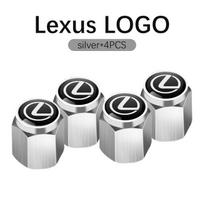 4Pcs 3D Metal Wheel Tire Valve Caps dust-proof Cover For Lexus ES GS GX IS LS LX 460 RC 300h RX270 350 450h RC Car Accessories XM2 gray