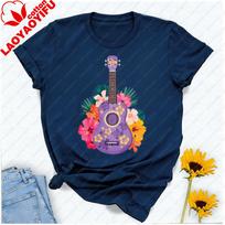 Ukulele Music InstruUnisext Fan Tshirt Vintage Musician Hawaiian Uke Lover Birthday Gift Mini Guitar Player Teacher Present Tee L blue