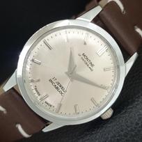 VINTAGE ATnaujintas MONTINE rankinio užvedimo ŠVEICARIŠKAS VYRIŠKAS SIDABRO Ciferblato LAIKRODIS a445198-1 white