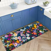 Vibrant Wildflower Print Runner Rug, Soft Floor Mat for Kitchen Hallway Entryway Bathroom Laundry Room Farmhouse Home Decor 40X60CM gray