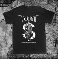 Doom Consumed to Death Skeleton Dollar T-shirt S gray