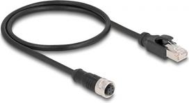 Delock M12 Adapter Cable D-coded 4 pin female to RJ45 male 50 cm