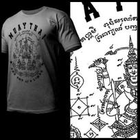 Muay Thai marškinėliai Tailando boksas Tailandas kovos menai kovos yantra XL Tamsiai pilka 4XL black