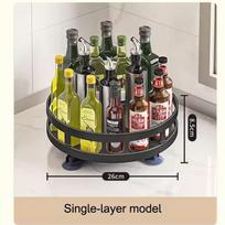 Kitchen Spice Rack 360°Rotating Seasoning Rack Storage Tray Rotating Multi functional Kitchen Accessories No Punching Organize L gray
