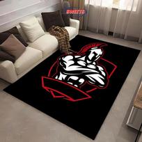 3D HD Printing Spartan Sparta Warrior Logo Carpet for Living Room Bedroom Mat Sofa Doormat Floor Rug Anti-slip Decor Durable Mat 40x60cm (16x24in) white