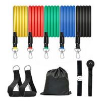 11 Pcs Resistance Bands Set Stretch Exercise Bands with Handles Home Gym Workout Bands Up to 100lbs for Physical Therapy Strength Training Size#A blue