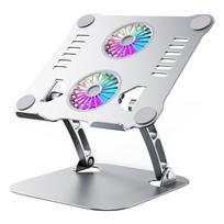 Aluminum Alloy Laptop Stand Fan Cooling Monitor Flat Panel Stand Adjustable and Foldable Stand white
