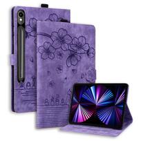 Applicable to Samsung Galaxy Tab S10FE + tablet leather case, cartoon cherry blossom cat embossed card holder anti-drop samsung tab s10