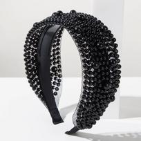 Pearl Encrusted Headband Elegant White Pink Black Hair Hoop Luxury Wedding Bridal Hairband Mesh Wrapped Sophisticated Headwear juoda