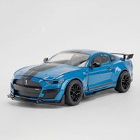 1:18 Scale Mustang GT500 Sport Car Model Toy Alloy Diecast Doors Opened Vehicle Models Ornaments Light Sound Boys Birthday Gifts mėlyna
