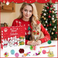 2026 Cat Toy Festive Advent Calendar 24 Days Christmas Countdown Calendar for Cats Kittens Holiday Party Favors for Pet Lovers A red
