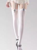 Women'S Black Solid Thigh High Stockings With Metal Cross Decor & Suspender Straps, High-Stretch Skin-Friendly Socks For Gothic One Size black