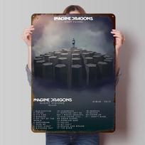 Imagine Dragons Night Visions Album Cover Tinplate Posters Customizable Wall Art Retro Vintage Metal Signs for Home Room Garden 20X30CM black