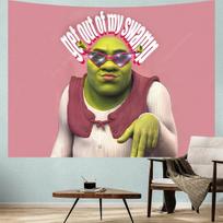 Get Out of My Swamp Tapestry Shrek Pink Tapestries Funny Meme Tapestries Wall Hanging Hanging Tarot Dorm Home Dorm Tapestry 74x94cm(29x37in) white