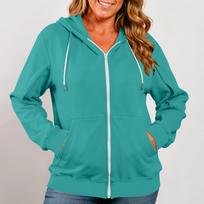 Women's Full Zip Hoodie with Thumb Holes and Drawstring Hood M gray
