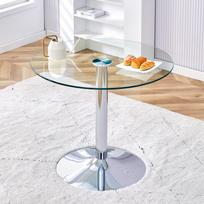 Modernus minimalistinis stiklinis baro stalas: 85 cm skersmens ir 76 cm aukščio, tai yra pasirinkimas lengvos prabangos konstrukcijai. 85 x 85 x 76 cm sidabras