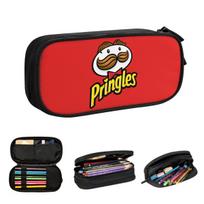 Potato Crisps Chips Pringles Print Pencil Cases for Student Gifts Pen Box Pencil Bag Big Capacity Pencil Pouch 21x10.5x5cm red