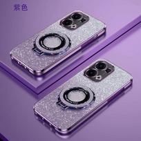 Blizgantis dengtas magnetinis laikiklis telefono dėklas OPPO Reno 13 Pro 13F 5G silikoninis dangtelis Reno 13F rožinė