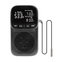 Digital Temperature Controllers Socket With Timer Switches -40℃ To 120℃ Adjustable Thermostat Socket Switches Enduring black