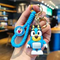 Bluey Family Animation Keychain Bag Charm Cute Plush Pendant Car Key Ring Bag Hanging Ornament For Kids Good Gift blue