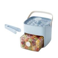 48 Cube Ice Maker with Easy Push Release Lid Ice Bin Built-in Storage Box Ice Cube Tray for Whiskey Cocktails Coffee Beverages mėlyna