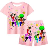 Sprunki Children Cotton Lounge Wear With Cartoon Pattern For Kids Over 8 120cm rožinė