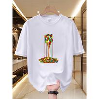 Men'S Tee - Vibrant Dripping Cube Pattern, Comfortable And Airy, Distinctive Artistic Style, Round Neck, Short Sleeves for Summer, Innovative T-Shirt S balta