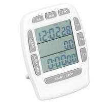 Triple Timer Clock Count Down Up 4.0x4.4cm LCD Display Multifunction White Builtin Battery ABS+metal gray