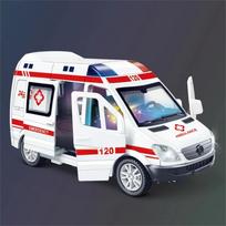 1:32 ligoninės gelbėjimo greitosios pagalbos policijos metalinis automobilio modelis su atitraukimo mechanizmu, garsu, šviesa. Žaislai, dovanos, berniukų žaislinis automobilis, dovana vaikams gray