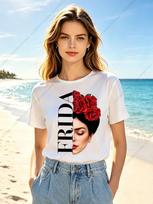 1pcs Fashion Frida Kahlo Unisex T Shirts For Girls Funny Vintage Feminist Printing Short Tshirts For Unisex Tshirts Lady Tops S