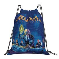 Megadeths Heavy Metal Band Backpacks Fashion Drawstring Bags Storage Bag Book Bags for Man Woman Students One Size blue