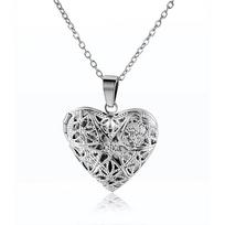 Heart Locket Necklace for Women, Openable Photo Pendant Collarbone Necklace One Size sidabras