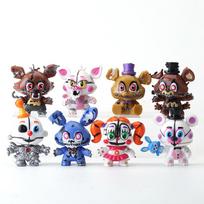 New 8 Pcs/Set FNAF Figure Freddy Bonnie Foxy Figures Collection Model Game Role Doll Nightmare Fredbear Figure Toys Gift gray