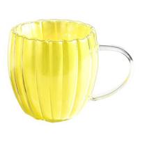 Dvigubo stiklo puodelis su rankena, atsparus karščiui ir šalčiui, 200 ml, mielos moliūgo formos puodelis kavai, arbatai, pienui, namų biuro dekoravimui 200ML geltona