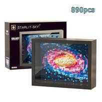 DO IT YOURSELF Micro Van Gogh Art Frame Construction Bricks Kit Learning Toy Creativity 3D Desktop Decoration Gift Idea Idea Adults Children gray