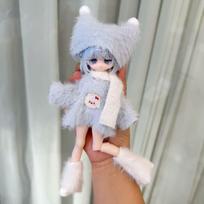 Lėlių drabužių rinkinys 1/8 1/12 Ob11 BJD lėlėms Žieminis aprangas Persirengimo aksesuarai (Tik drabužiai) no doll white