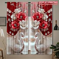 2 vnt., 2D gėlėmis margintos užuolaidos, elegantiškas raištelių kišenės dizainas miegamajam ir svetainei, pagerinkite savo namų dekorą 60×150cm white