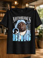 Notorious Big Portrait Blue Rap Collage With Large Icy Letters And Vintage Tribute Street Art Style Unisex All Tshirt S gray