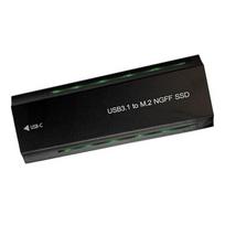M.2 NVMe / NGFF SSD išorinis dėklas USB 3.2 Type-C 20Gbps RGB, juodas