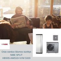 Oras-vanduo šilumos siurblys NIBE Split HBS05+AMS10+VVM S320 8kw