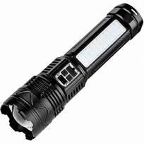 LED žibintuvėlis įkraunamas, 27 cm ilgio, 15000 liumenų, itin ilgo veikimo, LED prožektorius, rankinis žibintas