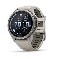 fenix 9 Pro – inReach, 43mm, Titanium with Fog Grey/Dark Sandstone Silicone Band