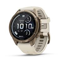 fenix 9 Pro – inReach, 43mm, Autumn Gold Titanium with Cream/French Grey Silicone Band