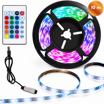 RGB LED juosta 10 m su USB maitinimu ir nuotolinio valdymo pulteliu, LED šviesos juosta, LED apšvietimo juostelė
