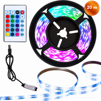 LED juostų rinkinys 20 m, RGB šviesos juosta su pulteliu, LED apšvietimo juosta, dekoratyvinė LED lemputė juosta