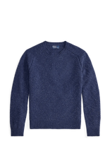Polo Ralph Lauren - Suede-Patch Wool-Cashmere Sweater - Apvalios apykaklės megztinis - Tamsiai mėlyna