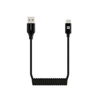 Kabelis Evelatus AutoSpring Coiled Cable USB A to USB C connector 1.2M Black 4752192101855 TKCB-746ATC1BK (4752192101855)