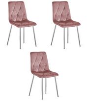 Kėdė su veliūriniu sėdimu paviršiumi ir chromuotomis kojomis, tamsiai rožinė, 87 × 44 × 54,5 cm, 3 vnt.